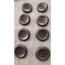 Antık Bakır Metal Düğme 16 Mm 8 Adet