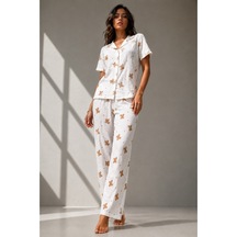 Norcia Sports Kadın Klasik Doğal Düğme Gece Kırık Beyaz Pijama Takımı Çok Renkli - 929323135 Çok Renkli - 929323135 Çok Renkli
