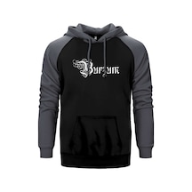 Burzum Design Logo Gri Renk Reglan Kol Kapşonlu Sweatshirt Gri