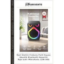 Özel Üretim Frekans Parti Eşyası Akustik Bluetooth Hoparlör Rgb Işıklı Mikrofonlu 12w D80