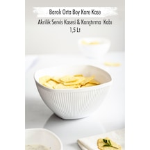 Akrilik Barok Beyaz Orta Boy Kare Meyve & Salata Kasesi & Karıştırma Kabı / 1,5 Lt Cam Değildir