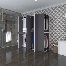 Kenzlife Çamaşır-Kurutma Makinesi Dolabı Ve Giysi Dolabı Çekmeceli Eşari Sağ Gri 187 160 60 Banyo Çok Renkli