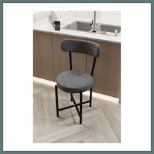 Bezos Sandalye 1 Adet Keten Kumaş Metal Ayak Modern Mutfak Sandalyesi Cafe Balkon Ofis Teddy 9816 Gri Ventra
