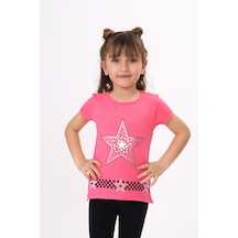 Toontoy Kids Toontoy Kız Çocuk T-shirt Yıldız Baskı Fuşya