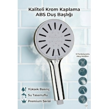 Büyük Boy 5 Fonksiyonlu Kaliteli Duş Başlığı Beyaz Plastik Diğer