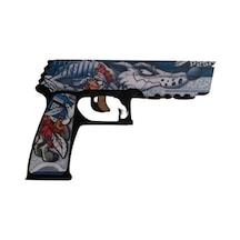 Ahşap Cs-go Crazy Feather P250 Lastik Atar Oyuncak Tabanca