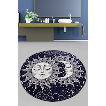 Aten Çap Banyo Halısı Djt 120x120 cm Beyaz - Lacivert