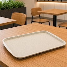 Abs Servis Tepsisi Kaymaz Yüzeyli 32x44 Cm Kırçıllı Bej Endüstriyel Kullanıma Uygun, Kırılmaz, Bpa Free 7 Renk Seçenekli