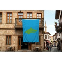 Mavi Yeşil Göktürk Bayrak 140gr Premium Raşel Kumaş 300x450cm Diğer