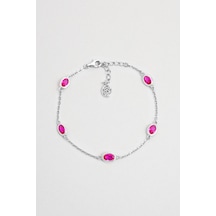 Pembe Rüya 18 Ayar Sarı Altın Kaplama 19 Cm Gümüş Minimal Bileklik Beyaz