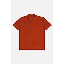 Tudors Erkek Regular Fit Klasik Kesim %100 Pamuk Düz Pike Kiremit Polo Yaka Tişört-33014 KIREMIT