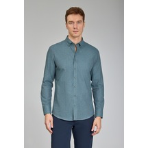 Bisse Modern Fit Paşa Yaka Yeşil Erkek Gömlek Gmfln0222302221 D47 Yeşil