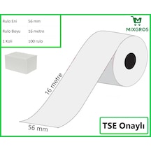 56x16 Metre Termal Kredi Kartı Ve Yazarkasa Pos Rulosu 100 Adet