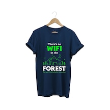 Outdoor Doğa Kamp No Wifi Tasarım Baskılı %100 Pamuk Regular Fit Lacivert T-shirt Lacivert