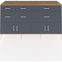 Hyperion Konsol Tek Raflı 6 Çekmeceli 4 Kapaklı 176x44x99 Çam-ant Çam-antrasit
