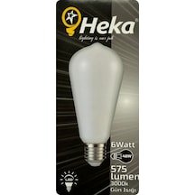 6 Adet Heka 6w 46w 3000k Sarı Işık E27 Duylu Soft Led St64 Filament Ampul Heka