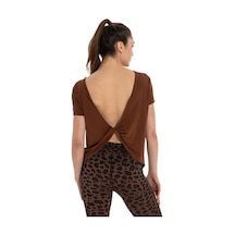 Inguz Sırt Detay Modal Yoga T-shirt Kahverengi