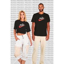 Nike Sportswear Futura Swoosh Logo T Shirt Unisex Baskılı Tişört Siyah