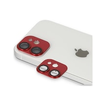Apple iPhone Uyumlu 11 Pers Alüminyum Kamera Lens - Kırmızı Düz Renkli