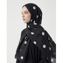 Bushu Puantiye Pamuk Şal Beyaz siyah