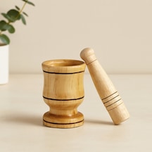 Küçük Ahşap Havan Sarımsak Dövecek 6x4x8.8 Cm