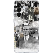 Samsung Galaxy A57 Uyumlu Mustafa Kemal Atatürk Kolaj Baskılı Silikon Kılıf Renkli