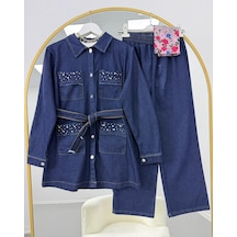 Lovie Moda Kadın Taş İşlemeli Kapaklı Pantolonlu Takım - Lacivert Lovie Moda Kadın Taş İşlemeli Kapaklı Pantolonlu Takım - Lacivert