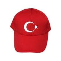 Çocuk Bayrak Şapka Ünisex 54 Cm Ayyıldızlı Şapka Ayarlanabilir Kırmızı
