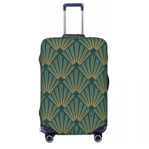 Eşkenar Dörtgen Spiral Desen Bavul Kapağı Art Deco Yeşil Geometrik İş Koruma Uçuş Pratik Bagaj Malzemeleri
