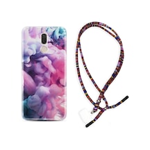 Huawei Mate 10 Lite Kılıf Rasta Boyun Askılı Pink Cloud 1305 Siyah