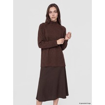 Lcw Modest Kahverengi Yarım Balıkçı Yaka Oversize Kadın Triko Tunik