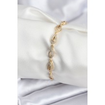 Pirinç Vıp Seri Gold Renk Sıralı Damla Model Kadın Bileklik Altın