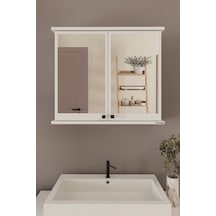 Furniqo Ad-1 Lavabo Üstü Aynalı Banyo Dolabı Beyaz