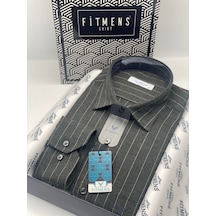 Klasik Uzun Kol Kışlık %100 Cotton Kareli Yaka Alttan Düğmeli Hediye Kutulu Erkek Gömlek Fs-003363 - Haki-2307