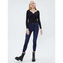 Nıcole Elıza Dark Wash Kadın Kot Pantolon Lf2025602 Lacivert