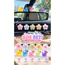 Araç İçi Süs Seti 10 Lu Pastel Çiçek & Mini Ördek Epoksi Dekorasyon Seti