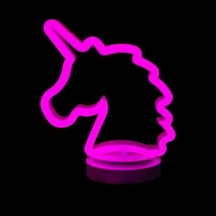 Neon Işıklı Unicorn Masa Gece Lambası Beyaz