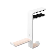 Yaozixa Metal Klipsli Kulaklık Tutucu, Açı Ayarlanabilir, Kayma Engeli, Pu Yumuşak Pad, Masaüstü Montajlı, Beyaz