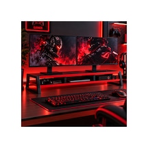 Tıtan Çift Monitör Yükseltici Stand, Gaming Oyuncu Monitör Standı, Masaüstü Ekran Yükseltici Ve Düzenleyici Raf Siyah-kırmızı