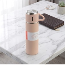 Bardaklı Paslanmaz Çelik Termos 500 Ml Sızdırmaz Kapak, 12 Saat Sıcak & Soğuk Pembe