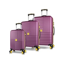 My Valiz Puzzle Abs Kabin Orta Ve Büyük Boy Mürdüm 3'lü Valiz Seti Çok Renkli