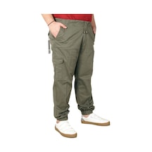 Mode Xl Büyük Beden Erkek Keten Kargo Jogger Valencia 21911 Haki 001