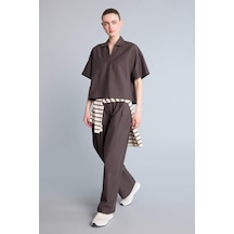 Defacto Wıde Leg Keten Pantolon H0384ax26smbn130 Kahve-bn130