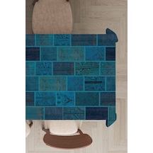 Turkuaz Patchwork Dokuma Leke Tutmaz Masa Örtüsü Mso294n11