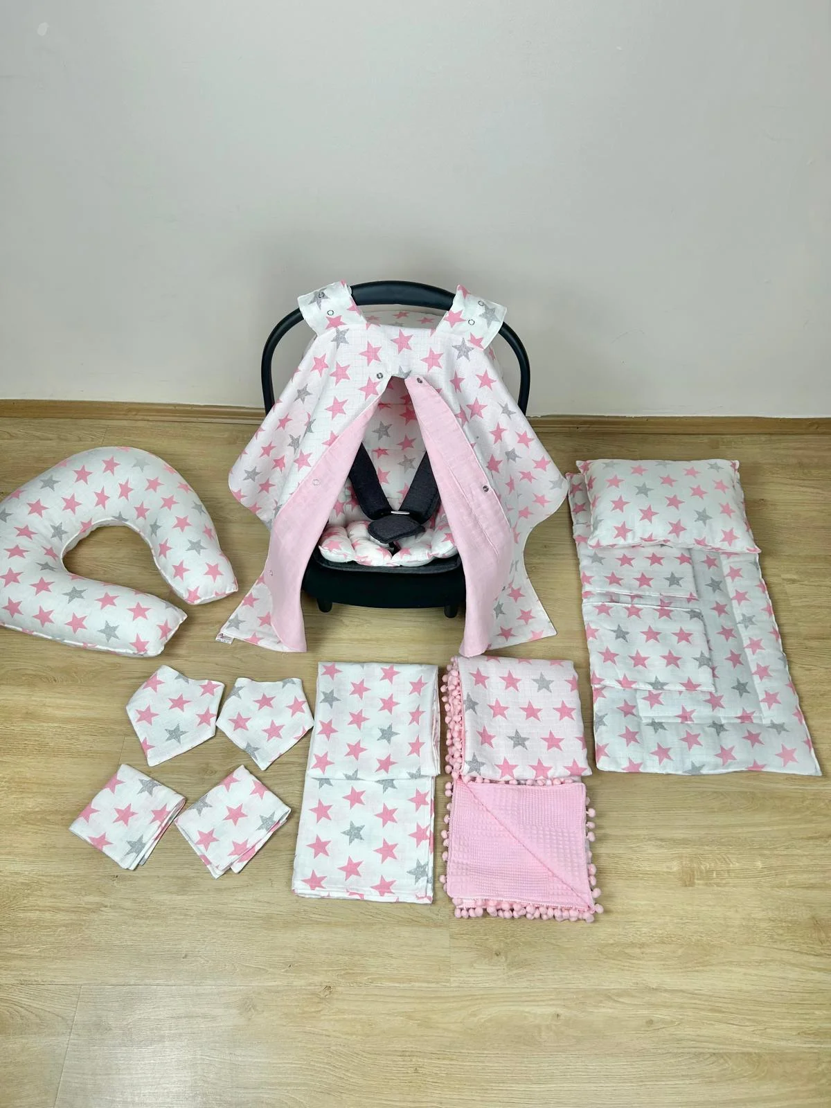 %100 Pamuk 11 Parça Çift Taraflı Muslin Set Yıldız