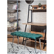 Krom Metal Yeşil Oturaklı Sivriltme Ayaklı Babyface Puf & Bench & 001