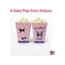 Kuromi Baskılı Pop Corn Mısır Kutusu 4 Adet Parti Malzemeleri Pembe Tüm Yaşlar