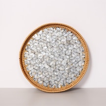 Abstract 30x3 Cm Sedefli Rattan Tepsi & Duvar Dekoru Mix