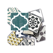 Tink Kendinden Yapışkanlı Retro Yeşil Desenli Pvc Karo Kaplama 15x15 Cm 10'lu Paket