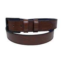 Süzer Deri 4 Cm. Battal Klasik Suni Deri Dikişli Model Kemer Lacivert Kahve